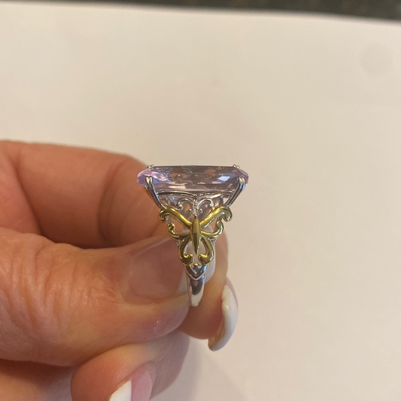 Sterling Silver Amethyst Ring with Gold Butterfly Accents Never Worn Size 6 - Picture 6 of 6